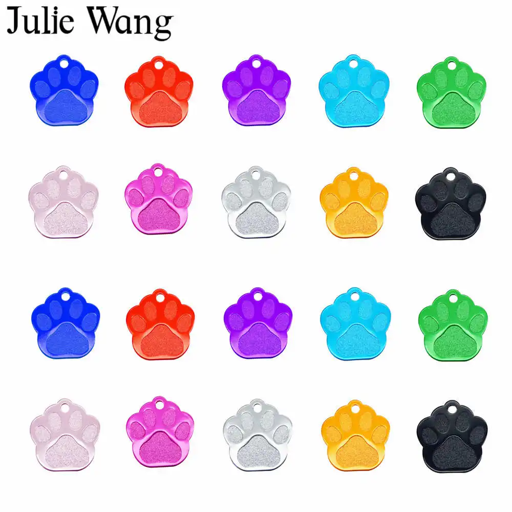 Julie Wang 10 шт. тег для собак талисманы в форме лапы алюминий на заказ выгравировано