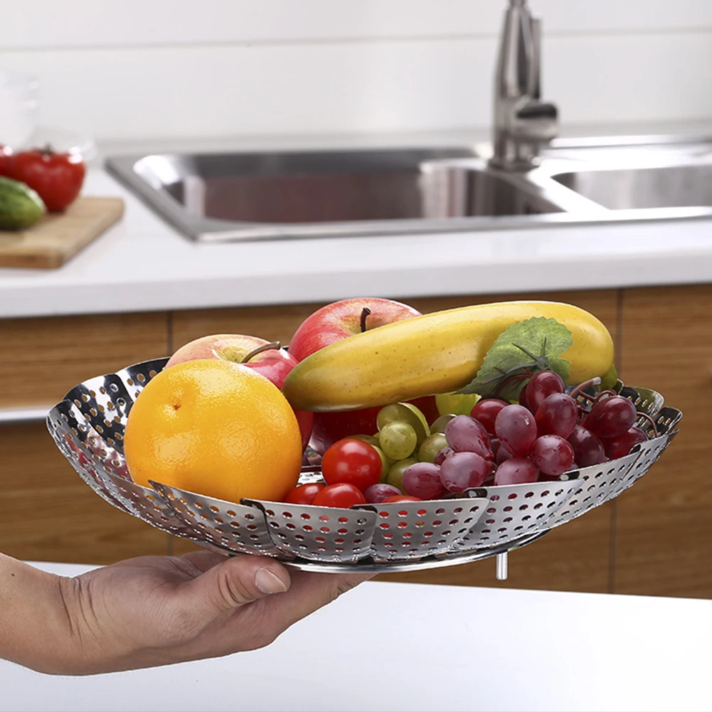 

Stainless Steel Lotus Steaming Tray Multi-Function Changeable Fruit Tray Retractable Folding Magic Steamer Tray Steaming Rack