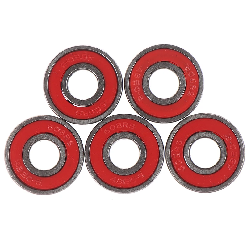 

5Pcs Red ABEC-5 608-RS Skateboard Roller Sealed Ball Bearings 8x22x7mm