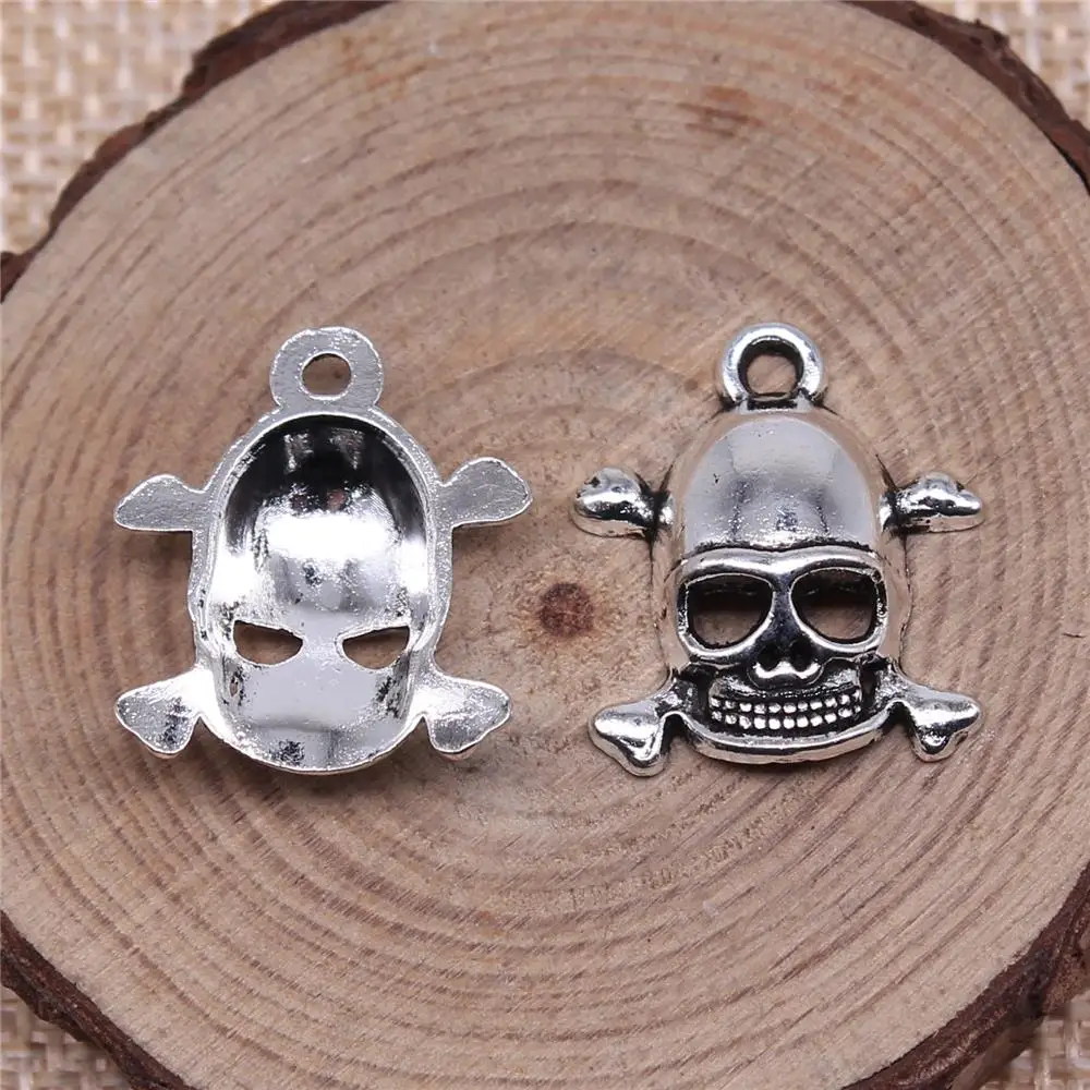 

10Pcs 20x18mm Antique Silver Color Skull Charms For DIY Bracelet Necklace Jewelry Making