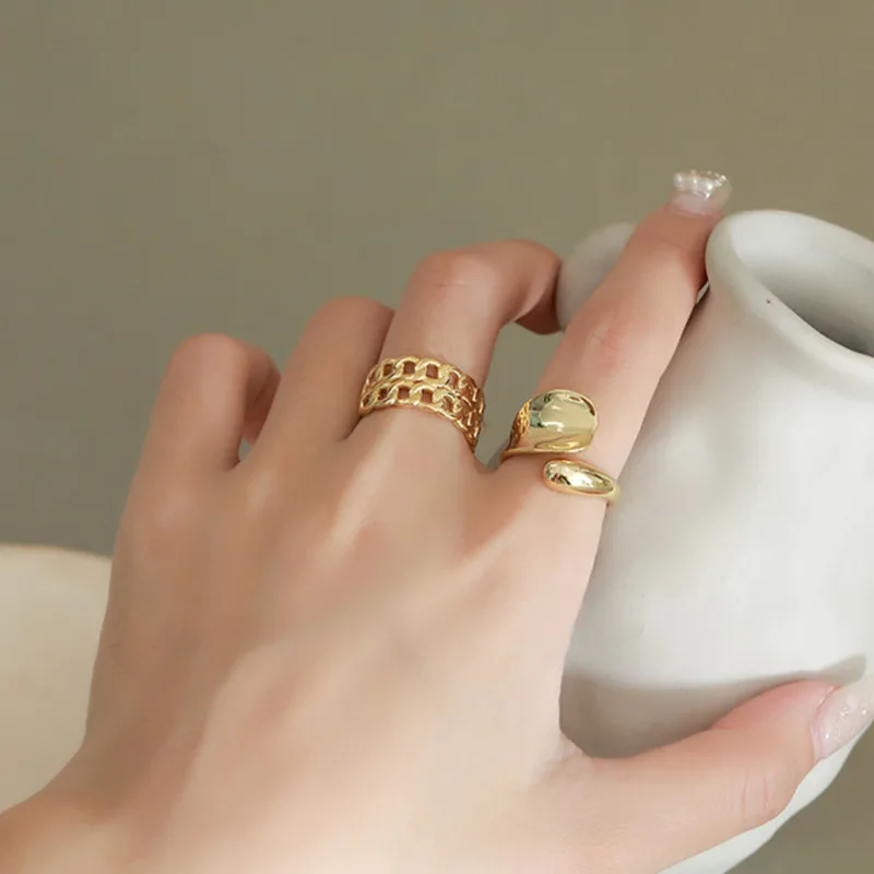 

925 Sterling Silver Vintage Wedding Bands New Open Ring Gift For Women Personalited Minimalist Luxury Rings Feminino Jewellery