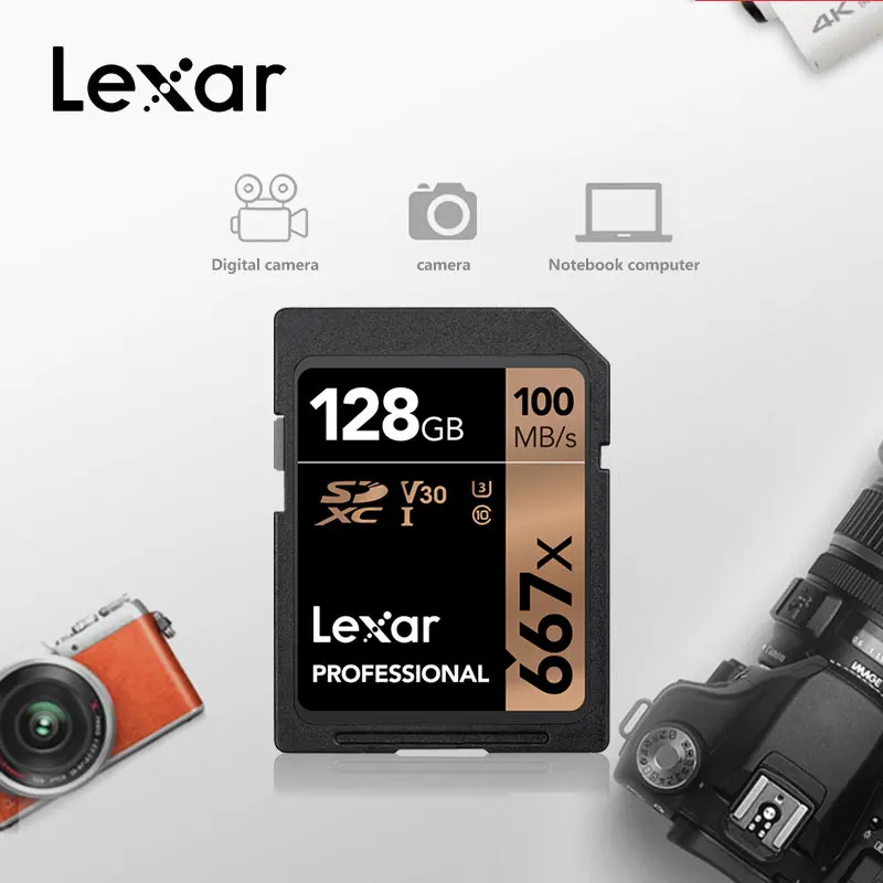 Lexar SD карты 633x16 ГБ, 32 ГБ, U1 SDHC 64 Гб 128 256 512 U3 SD карта памяти SDXC карты памяти класса 10 для цифровых фотоаппаратов с защитой от краж и hd-камерой