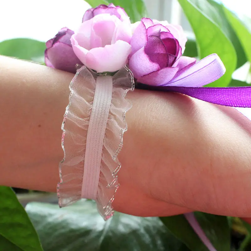 Женский браслет с цветами на запястье для подружки невесты |