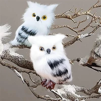 artificial lovely owl white black furry christmas bird ornament adornment simulation for home christmas trees decor
