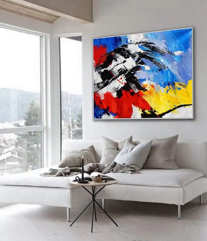 

Handmade Abstract Artwork Modern Acrylic Painting Palette Knife Art Work Office Living Room Decor Large Canvas Colorful Wall Art