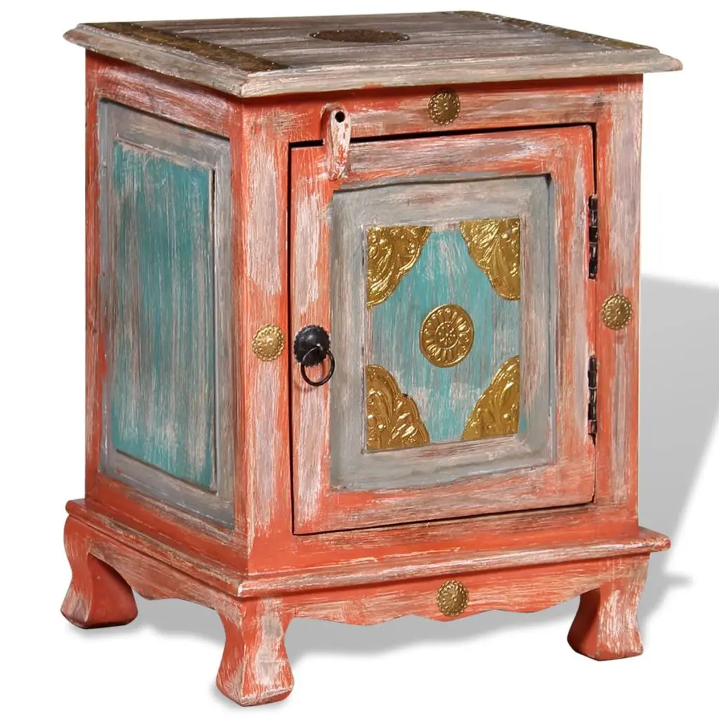 VidaXL Storage Cabinet Living Room Furniture Orange Mango Solid Wood Bedside Table Retro Endtable Chest of Drawers Durable |