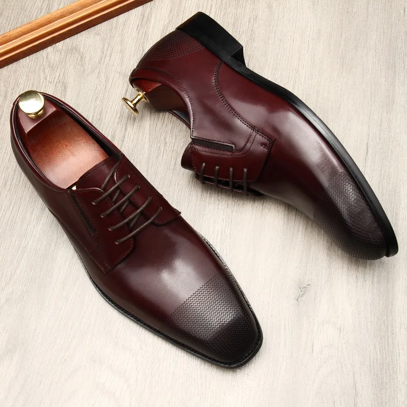 

2021 Men Leather Shoes Casual Top Quality Oxfords Geniune Leather Formal Luxury Men Shoes Handmade Square Toe Lace Up Size 45