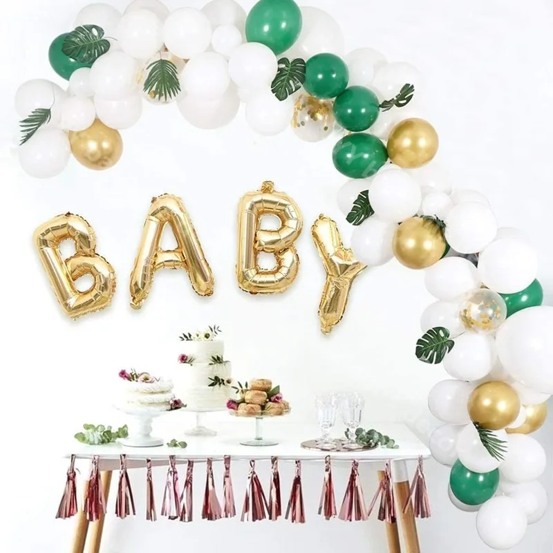 Латексная s гирлянда цепочка лесная тема темно-зеленая Белая Гирлянда