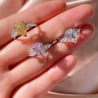 retro 925 sterling silver 710mm pear shape topaz quartz high carbon diamonds ring for women wedding engagement rings jewelry