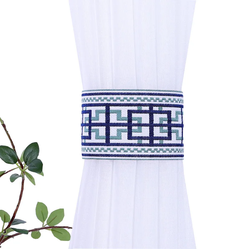 

2pcs European Embroidery Curtain Straps Three-dimensional Wide Fabric Curtain Buckle Home Decoration