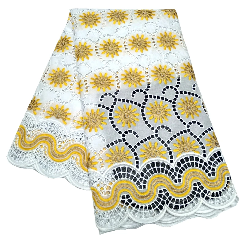 

High quality nigerian lace cotton swiss voile lace fabric with embrodery african lace dress material 5yards