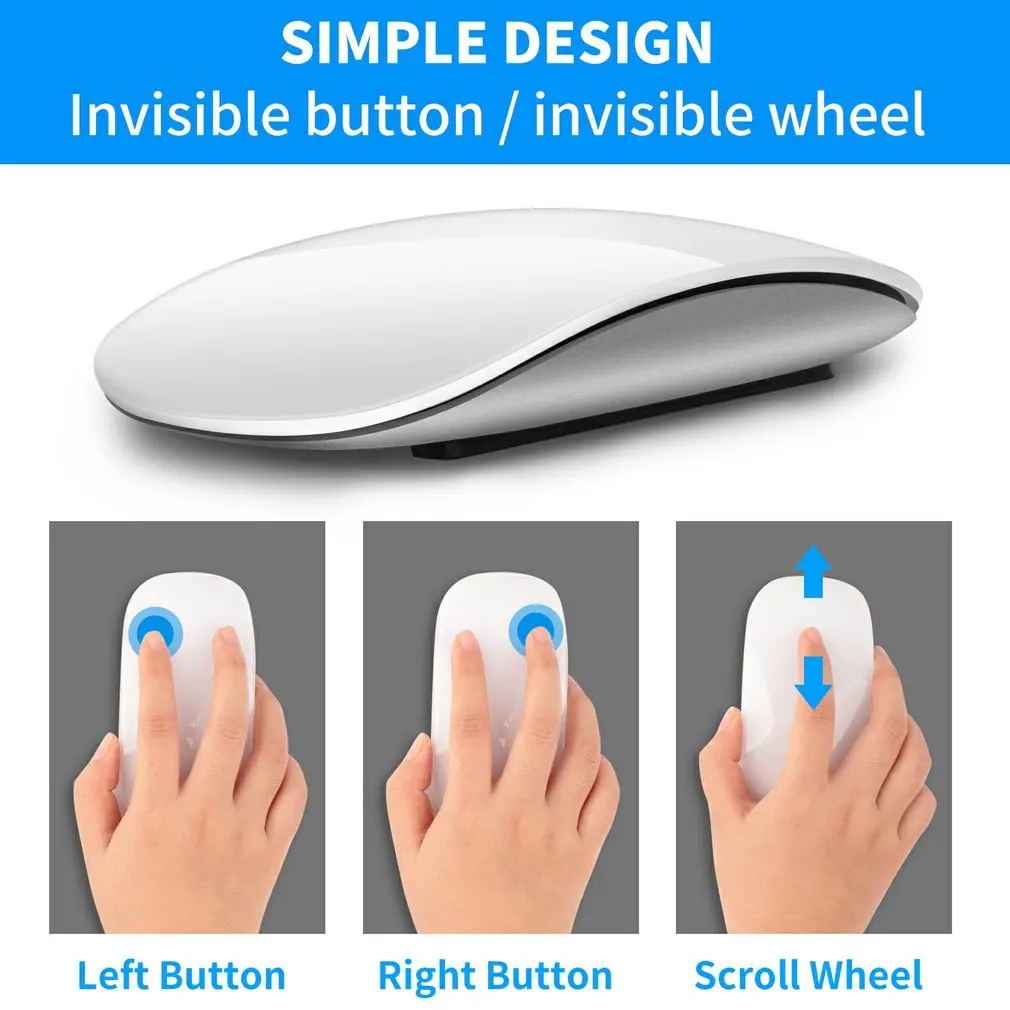 bluetooth compatible magic mouse silent rechargeable laser computer mouse slim ergonomic pc mice for apple macbook microsoft free global shipping