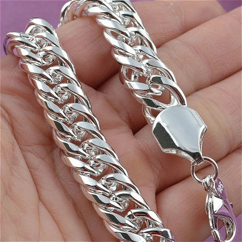 

Mens Jewelry Set Thick Tight Solid Sterling Silver Bracelet