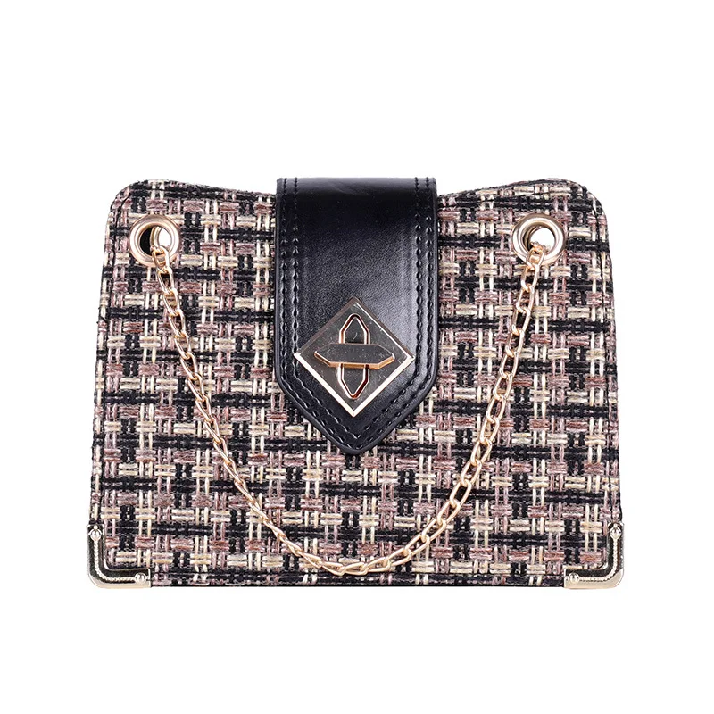 

French small bag new fashion Joker lock slung small square bag foreign style shoulder chain bag
