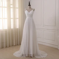 jiayigong beach wedding dress vestido de noiva in stock plus size spaghetti straps beading chiffon wedding gowns bridal dresses