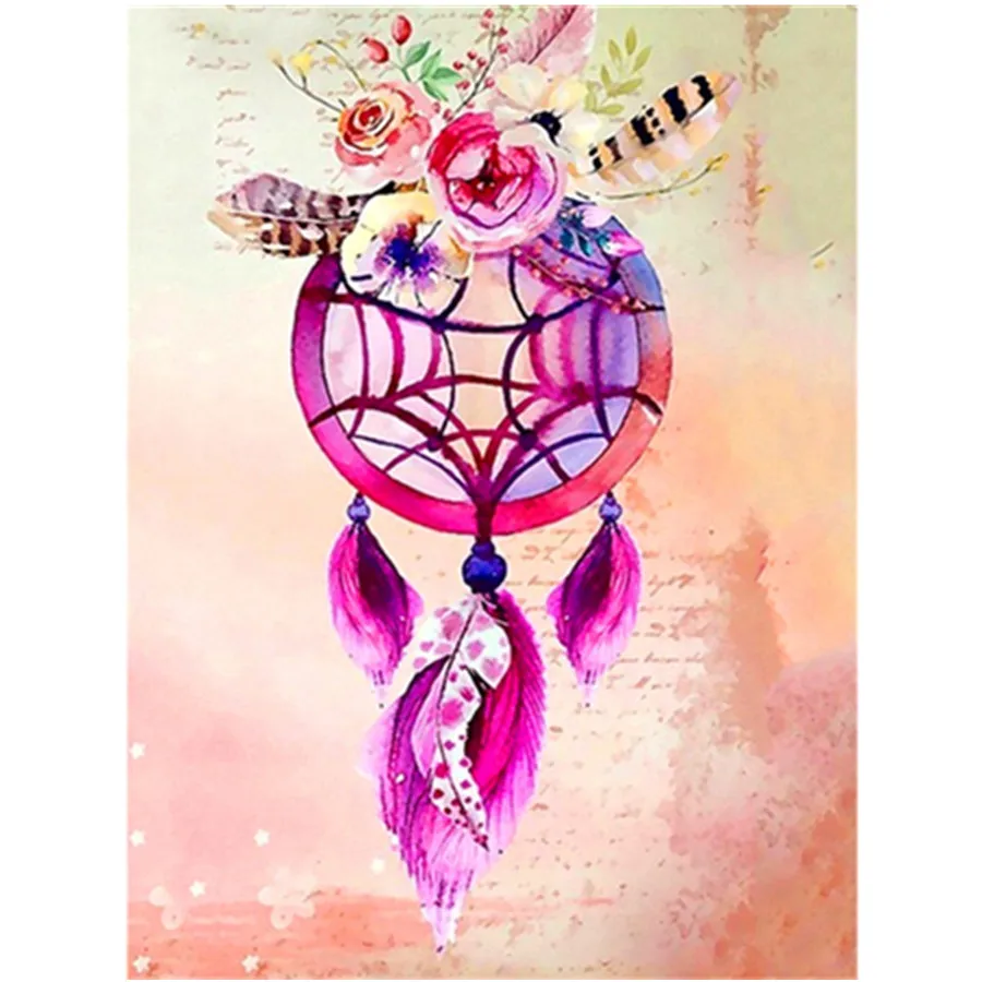 

5D полноразмерная Алмазная картина «сделай сам», Ловец снов с колокольчиком ветра снов, украшение для дома, вышивка стразы, мозаика, набор дл...