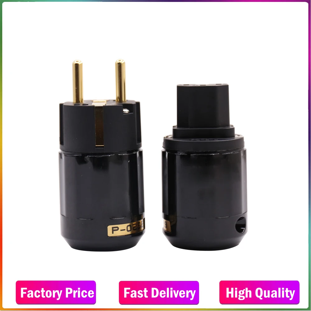 

One Pair Hifi Power Plug P029E+C029 High Quality EU Power Connector Gold-plated Schuko Power Plug+ IEC plug