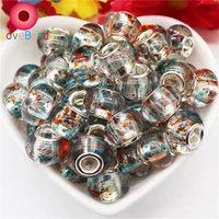10pcs large hole handmade murano charms spacer beads silver plated fit pandora bracelet bangle snake chain diy jewelry making