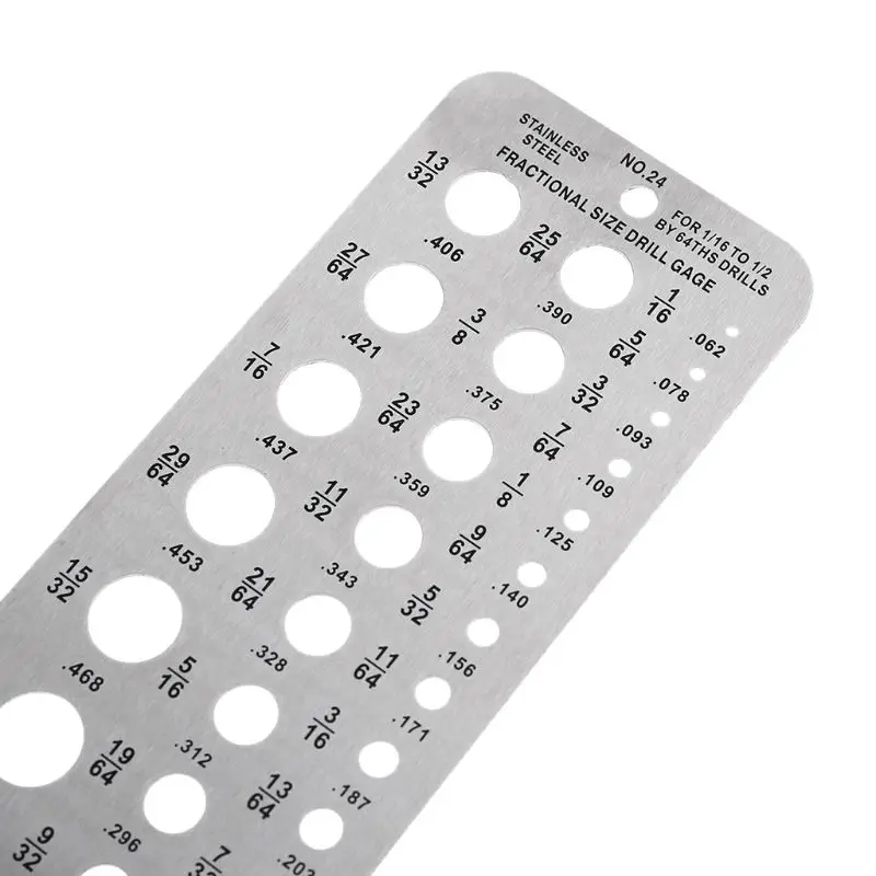 

29 Size Drill Gauge Stainless Steel Template Drill Gage for 1/16" to 1/2" by 1/64" Drills U4LB