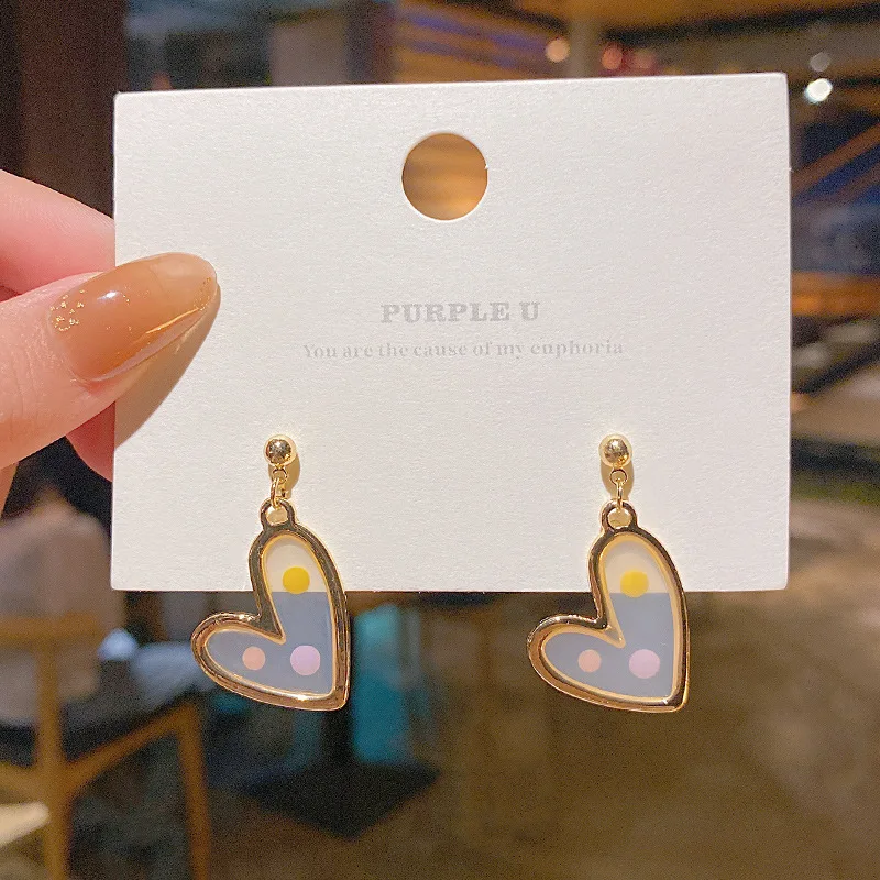 

Hipster Love Heart Female All-matching Graceful Net Red Trendy High-grade Ear Studs Earrings Accessories Fashion Jewelry