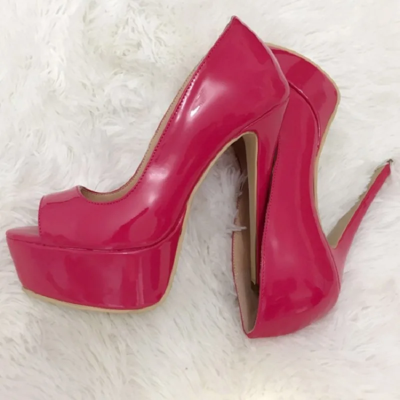 Женские туфли лодочки на платформе с открытым носком тонком высоком каблуке