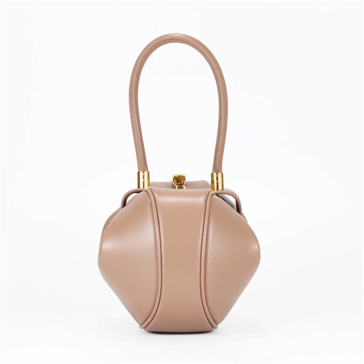 Burminsa Elegant Spherical Cow Genuine Leather Bags Women Small Designer Handbags High Quality Luxury Ladies Tote Bags NEW
