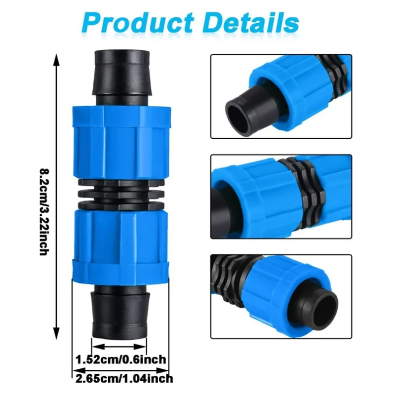 20PCS Drip Irrigation Coupling 1/2 Inch Universal Connector Tubing Fittings Compatible with Most 16-17 mm Tape | Дом и сад