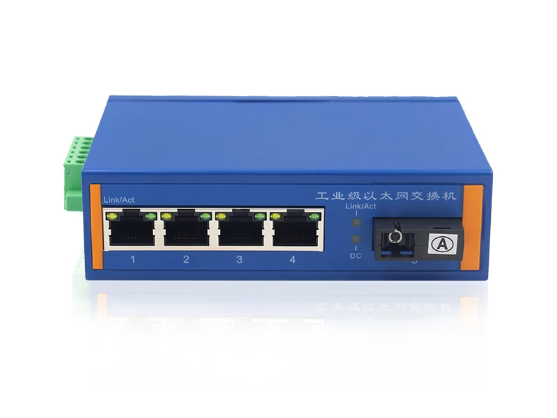 Промышленный Ethernet коммутатор 10/100 м волокно переключатели 1SC 4 RJ45 медиа-конвертер к сети Ethernet
