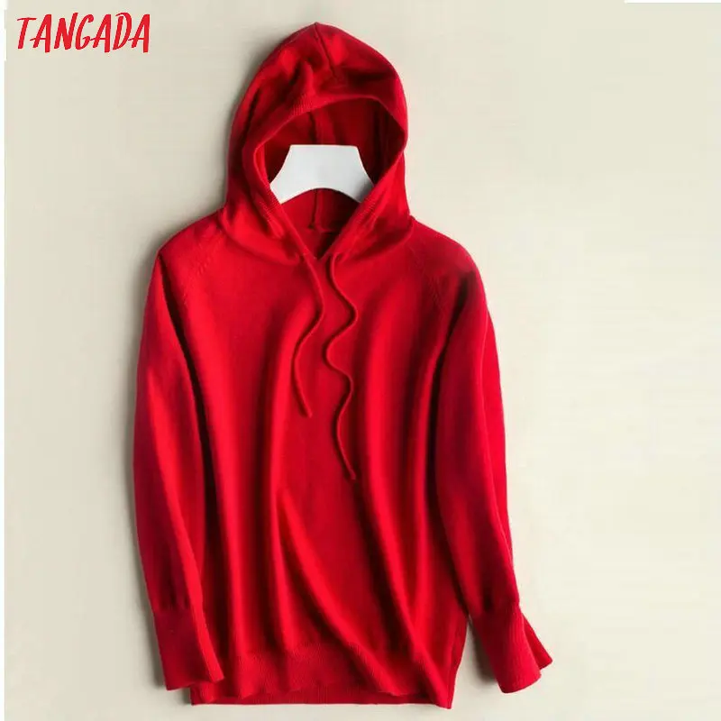 Tangada вязаная толстовка с капюшоном свитер с капюшоном джемпер с капюшоном теплый свитер теплый свитшот теплая толстовка вязаная толстовка с капюшоном желтая толстовка белая толстовка худи AQJ01
