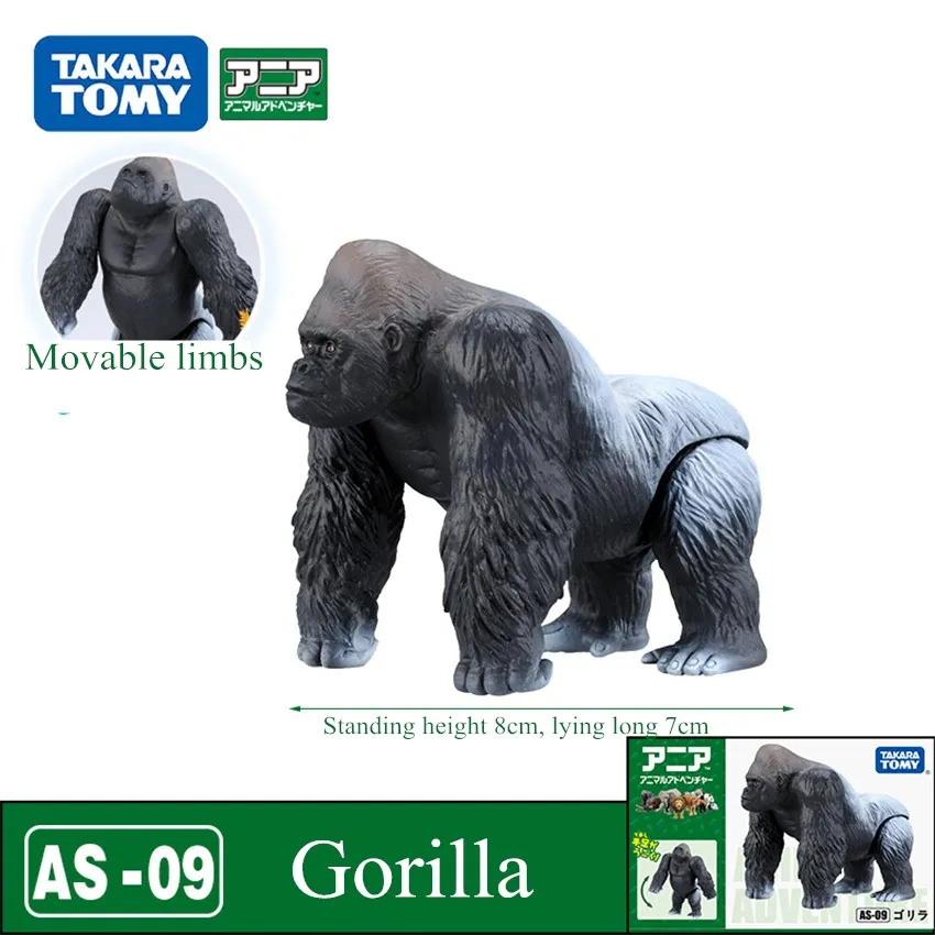 

Original Tomy Mini Animal Advanture Anime Gorilla Figure Educational Christmas Birthday Toys for Children 487999