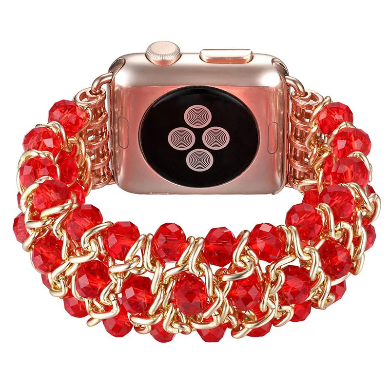 For Apple Watch iWatch Series 4 3 2 1 Pomegranate Shape Agate Beads Elastic Band Bracelet 38mm/40mm 42mm/44mm | Наручные часы