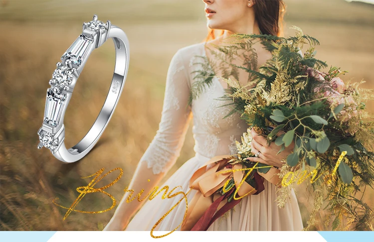 JewelryPalace 3ct круглый багет и кубического циркония Stackable кольцо стерлингового серебра 925
