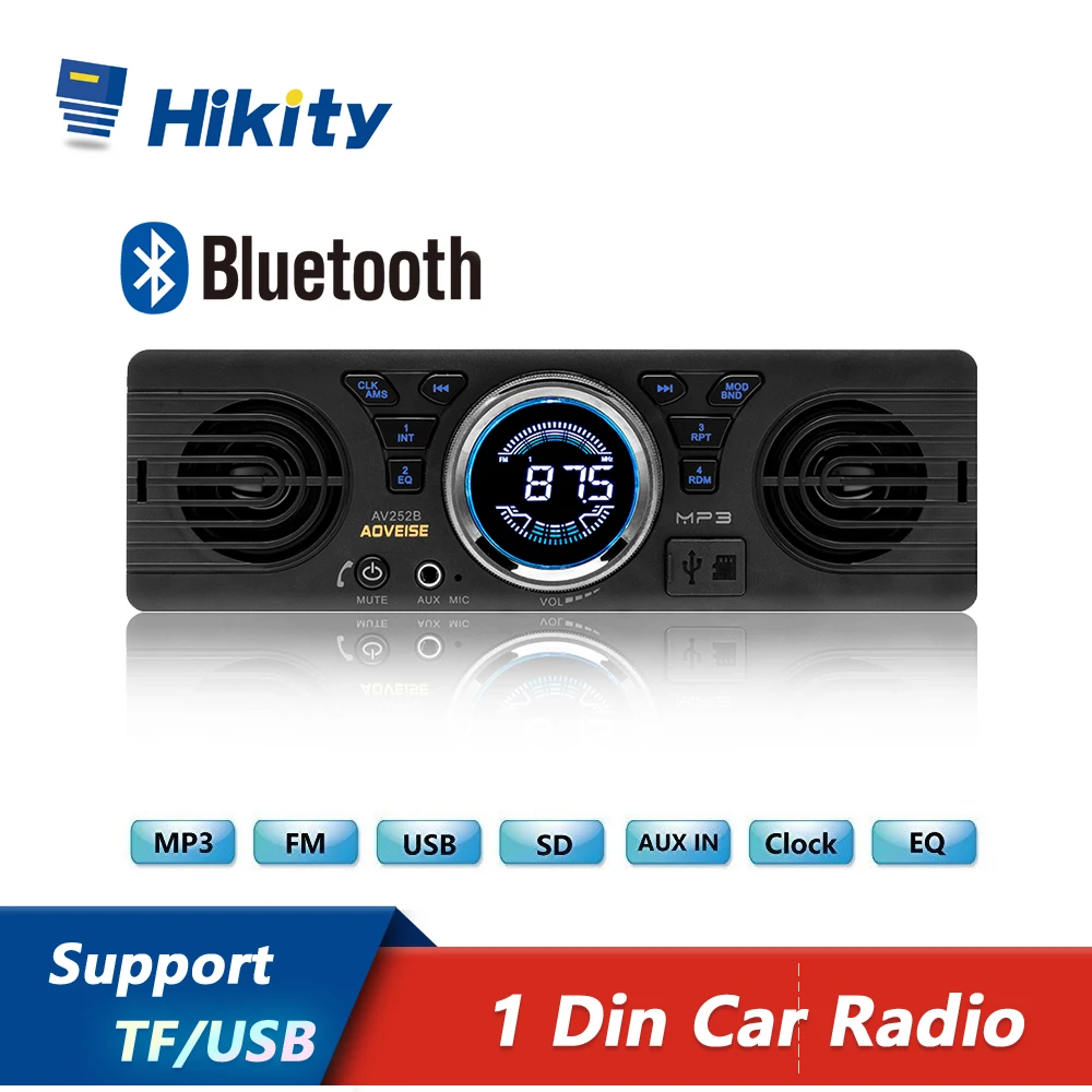 Hikity 1 Дин Радио 12V Bluetooth Авто Автомобильная электроника MP3 аудио плеер FM стерео