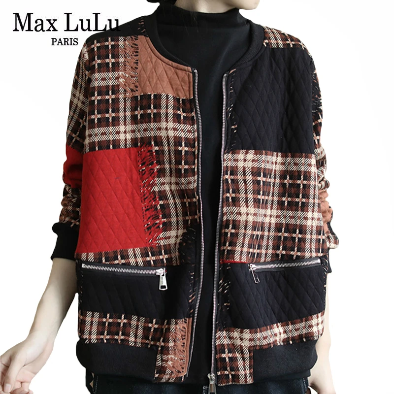 Женская винтажная Куртка Max LuLu теплая куртка в клетку с принтом Повседневная