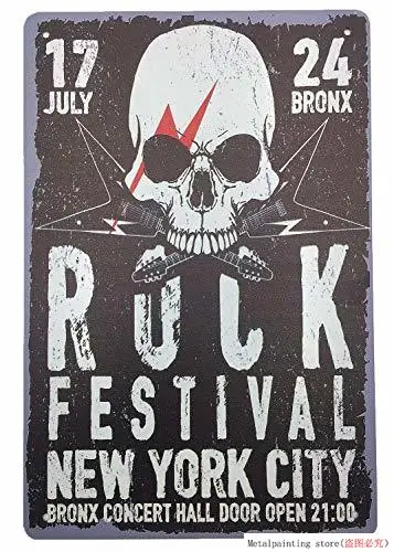 Металлическая винтажная жестяная вывеска Декор-рок фестиваль для кино дом Бар