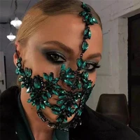fashion luxury black crystal mask jewelry decoration womens party handmade green rhinestone zircon mask sexy dance mask accesso
