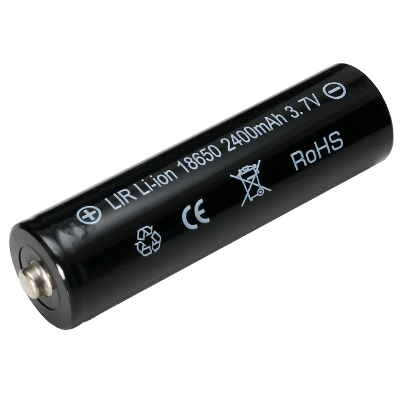 LIR Li-ion 18650 A Rechargeable Battery 3.7V 2400mAh Lithium for Flashlight 2-4pcs Pointed Black | Электроника