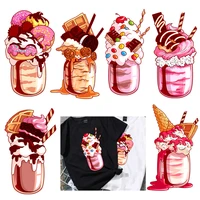 sweet ice cream heat transfers iron on patches for clothing diy dessert clothes stickers appliques printed a level washable