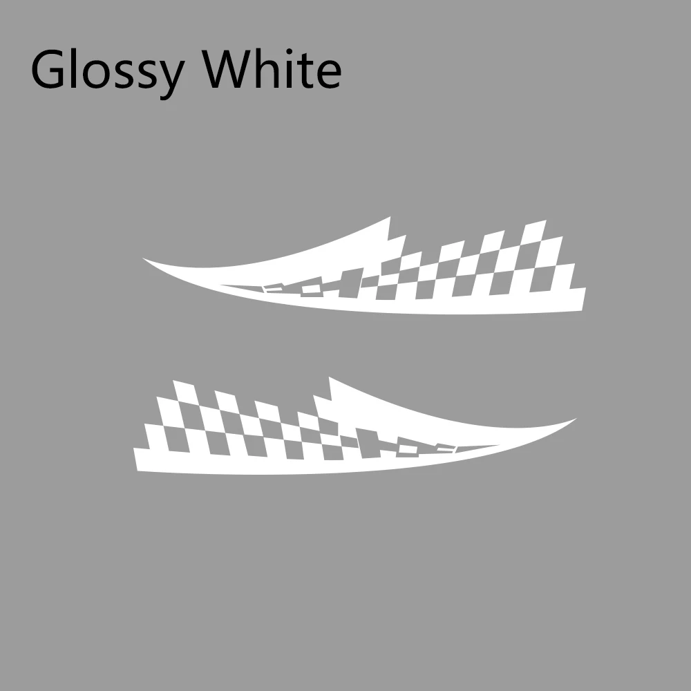 Glossy White 2 шт. 17x77 см наклейки на капот автомобиля виниловая пленка авто гоночный Спорт Стайлинг наклейки все модели автомобиля Тюнинг аксессуары - Название цвета: Glossy White