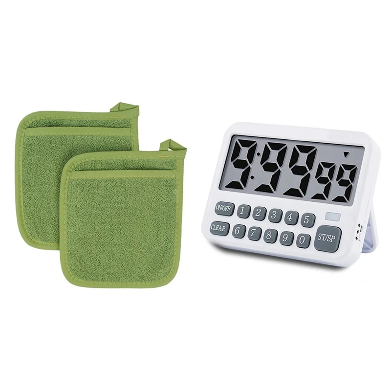 

2PCS Baking Gloves Microwave Oven Gloves With Kitchen Timer Digital Kitchen Timer Magnetic Countdown Timer