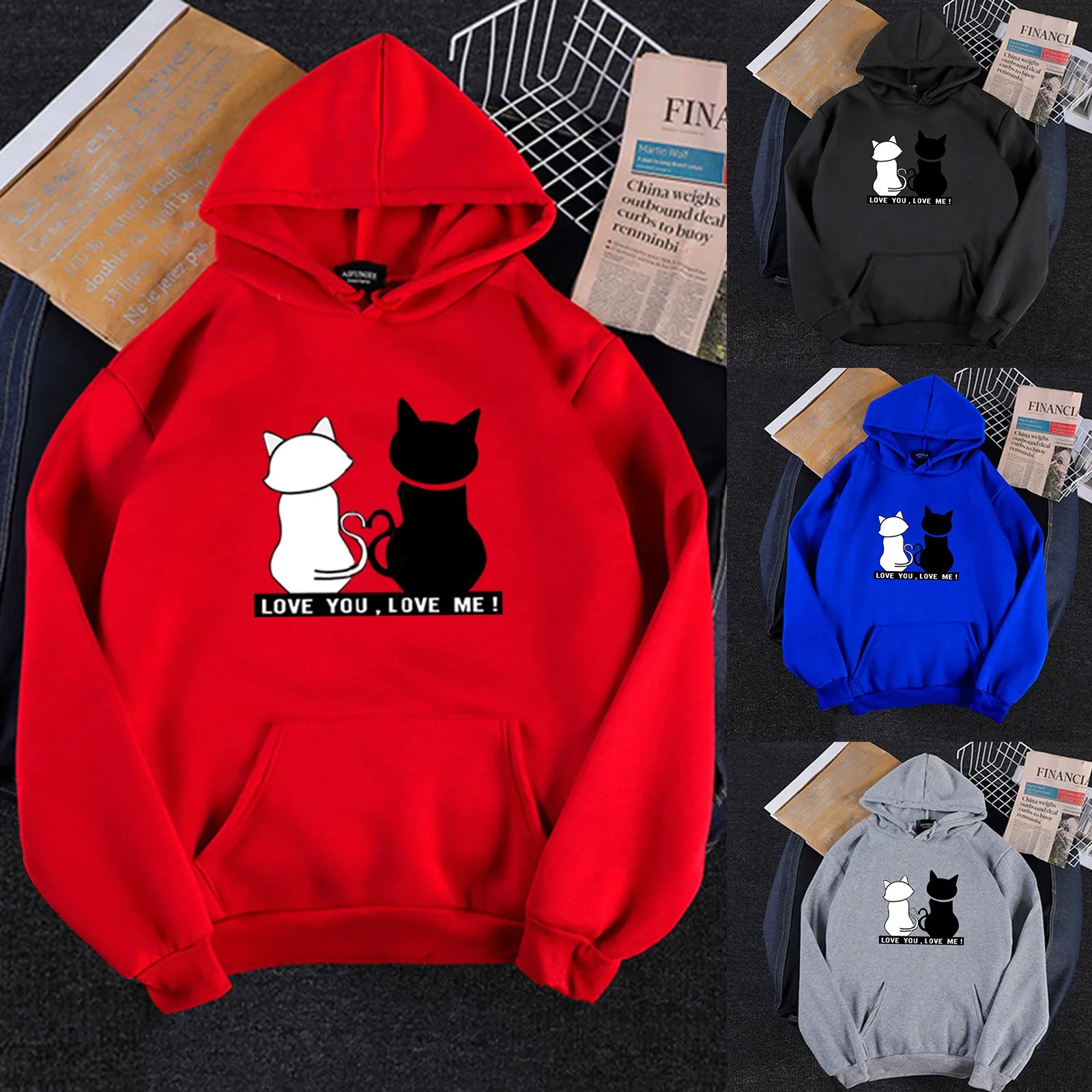 59# Streetwear Hoodies Women Sweatshirt Autumn Long Sleeve Hoodies Harajuku Hoodie Cat Print Sweatshirt Women Sudadera Mujer