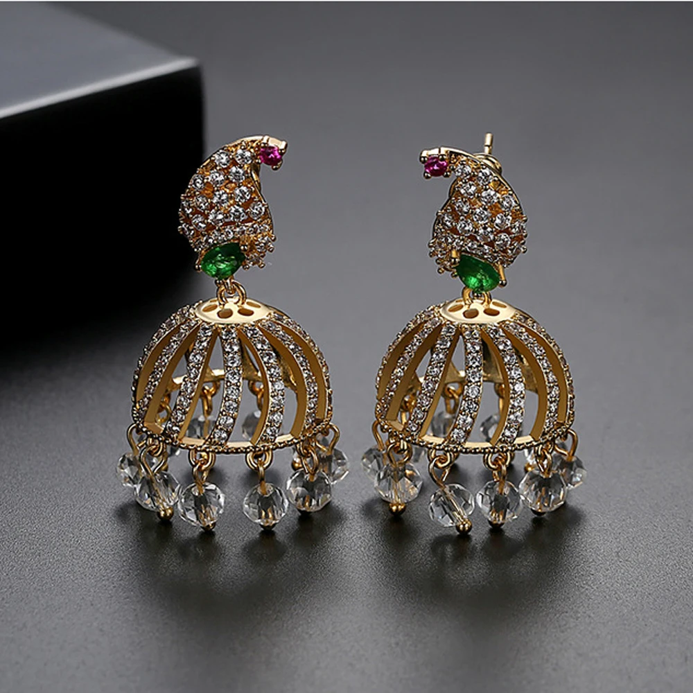 Retro Indian Bollywood Kundan Peacock Jhumka Jhumki Drop Earrings Gypsy Ethnic Antique Vintage Style Palace Bell Earring Jewelry | Украшения