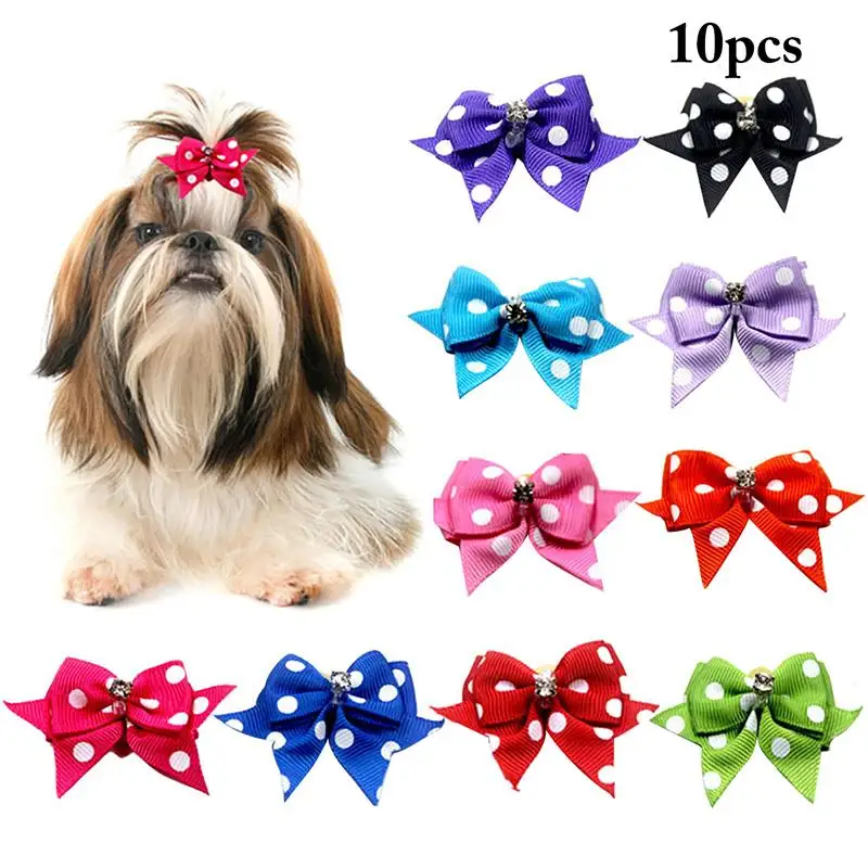 

10pc Dog Grooming Bows Mix Colours Cat Dog Hair Bows Small Pog Grooming Accessories Dog Hair Rubber Bands Pet Products