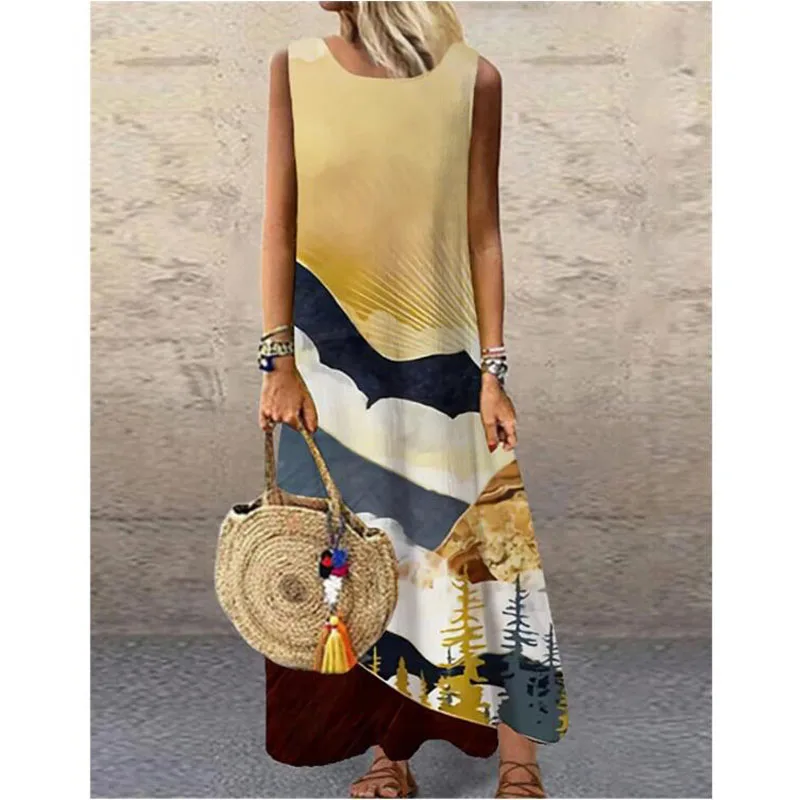 Сарафан женское летнее платье 2022 пикантное средней длины с принтом повседневное