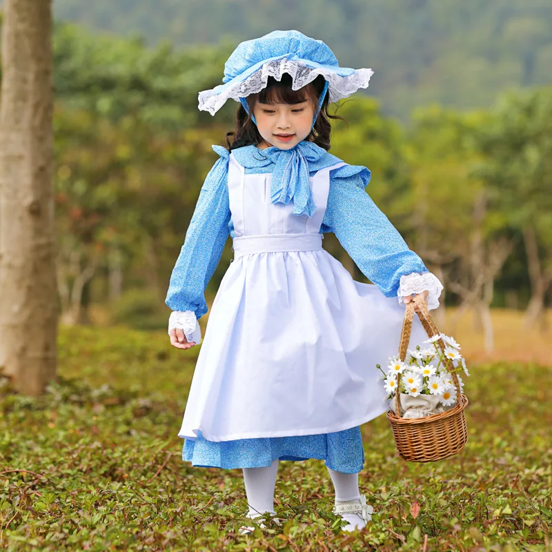 

Renaissance Pastoral Style Blue Maid Dress Costumes Cosplay for Girls Woman Halloween Game Stage Beach Party Maid Costumes