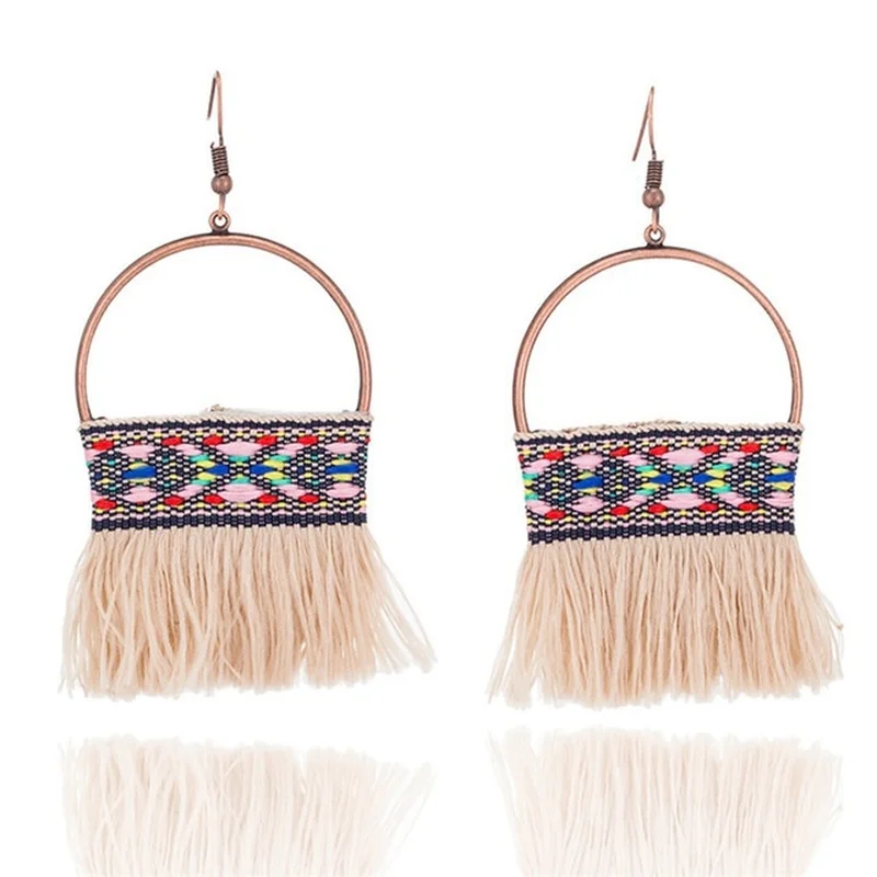 

New Bohemian Ethnic Style Tassel Big Circle Earrings for Women Birthday Present Fashion Jewelry