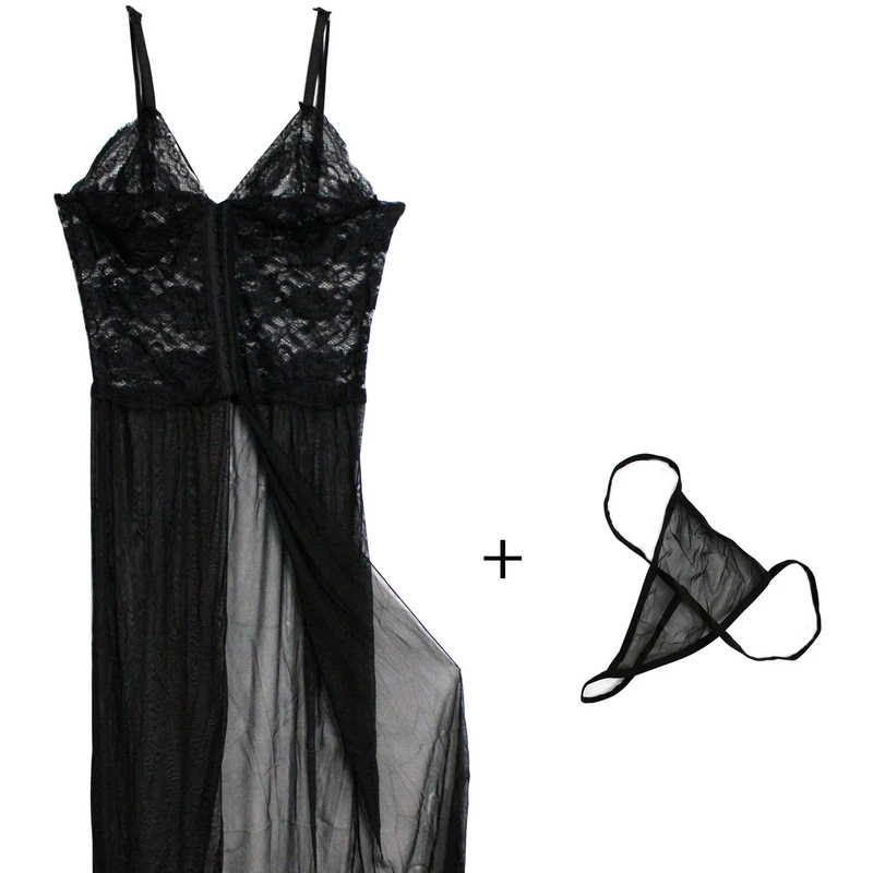 2020 новое женское сексуальное нижнее белье горячее длинное черное из вуали Lenceria