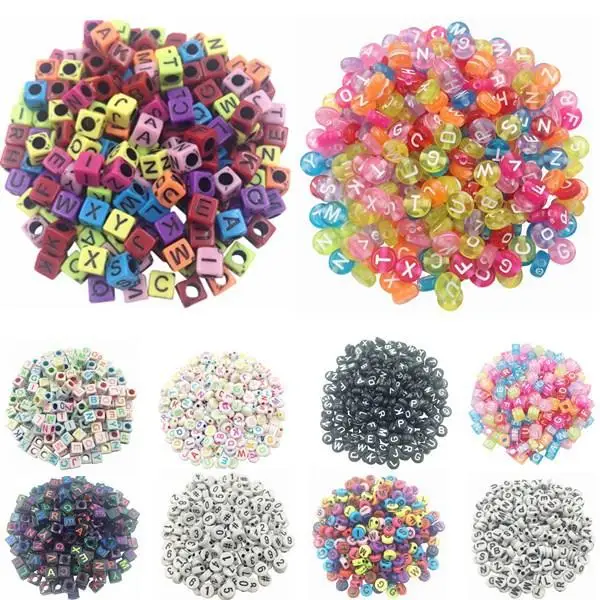 

Sale 100 piece/Lot Random Handmade/DIY Square/Round Alphabet Digital/Letter Acrylic Cube for Jewelry Making Loom Band Bracelets
