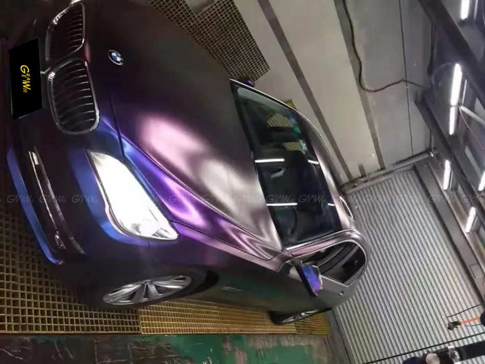 Сатиновая цветная синяя/фиолетовая виниловая пленка Сменное покрытие фольга