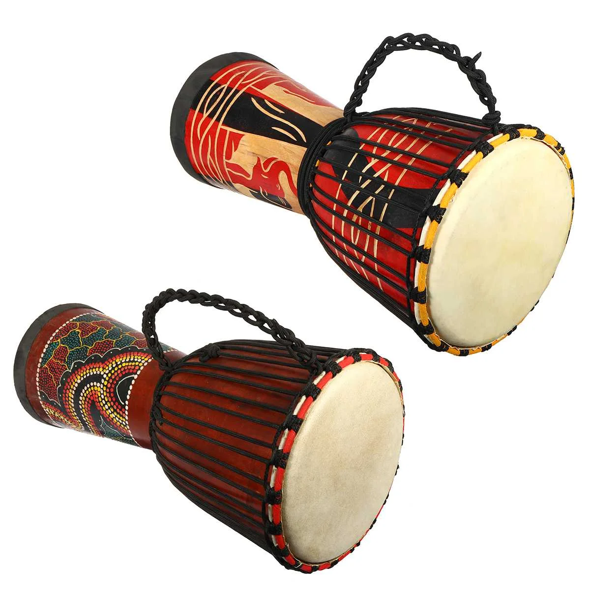 10 дюймов Африканский ручной деревянный барабан Djembe красное дерево тело козья овчина музыкальный инструмент Африканский барабан скульптура из дерева для детей игрушки